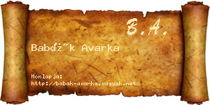 Babák Avarka névjegykártya